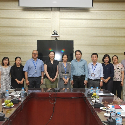 The visit of World Health Organization (WHO) delegation to Hanoi University of Pharmacy.